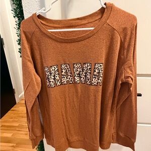 Burnt Orangish Brown 'Mama' Raglan Sweatshirt